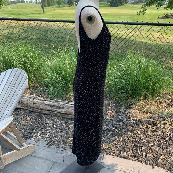 Vintage 90s Y2K Velvet Maxi Slip Dress Glitter Side Slit Stretch - Picture 5 of 16